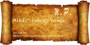 Mikó Petróniusz névjegykártya